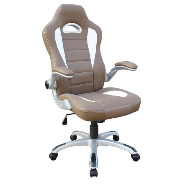 Techni Mobili Techni Mobili RTA -3527-CM 18.25-22 in. High Back Executive Sport Race Office Chair with Flip-Up Arms; Camel RTA -3527-CM